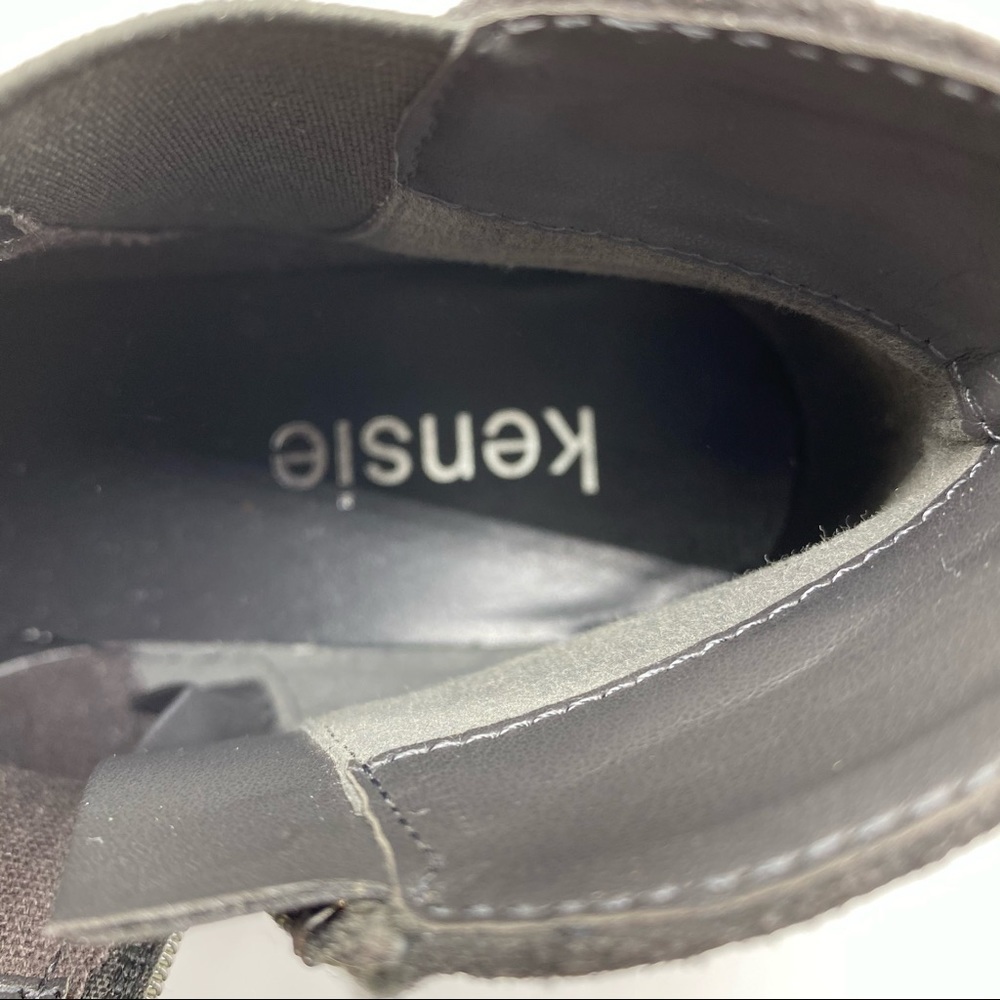 Kensie-Dark Gray Leather P'frated Ankle Bootie 9 - Picture 8 of 8